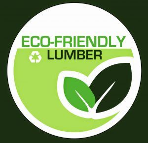 A green and white logo with the words " eco-friendly lumber ".