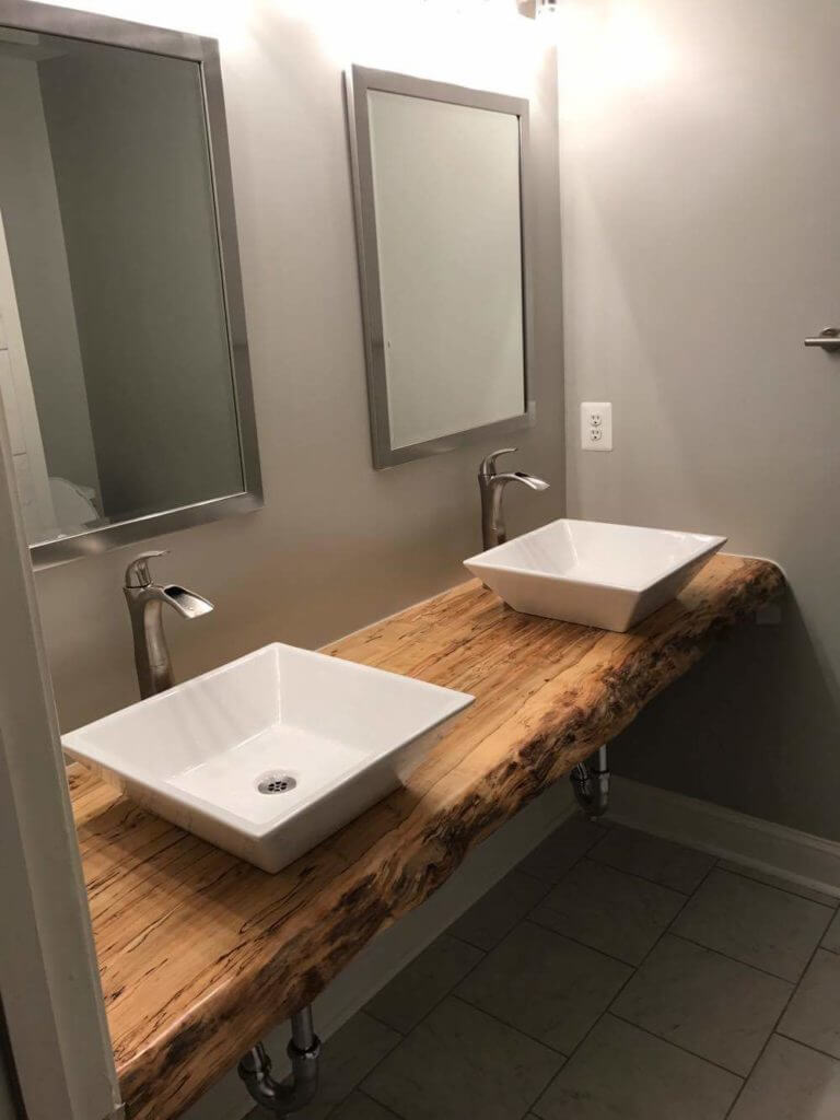 Live edge slab bathroom vanity
