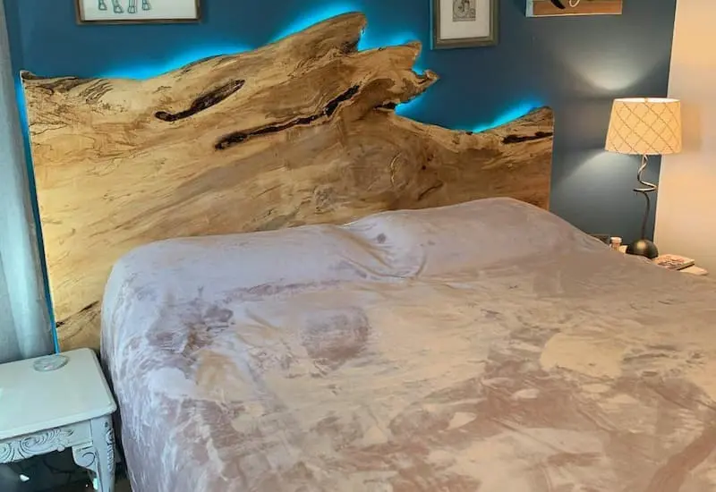 live edge handmade queen bed