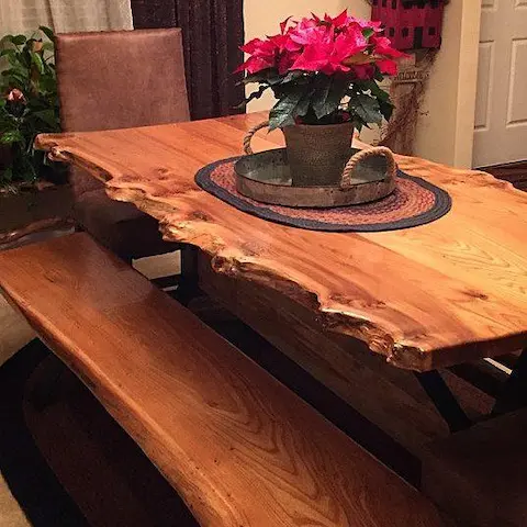 elm table with matching bench